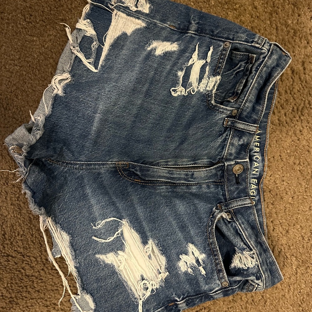 American Eagle Outfitters Blue Distressed Jean Shorts